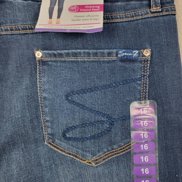 Seven7 NEW Women's 16 Plus Avalon Tummy Less High Rise Skinny Denim Blue Jeans - Picture 8 of 13